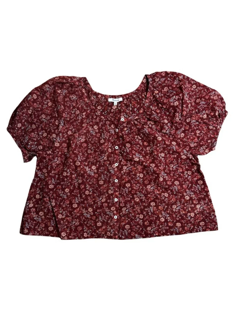 NWOT Madewell Emilina Mahogany Floral Cotton Button Blouse Size S MSRP $78
